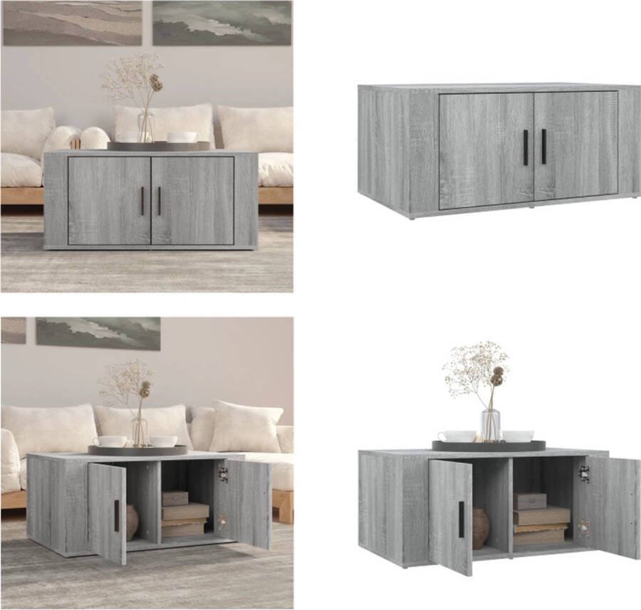 VidaXL Salontafel 80x50x36 cm bewerkt hout grijs sonoma eikenkleurig Salontafel Salontafels Tafel Bijzettafel