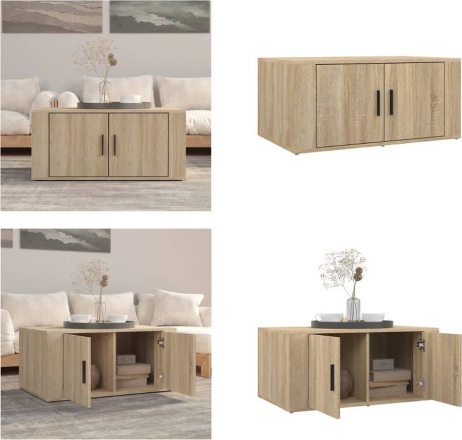 VidaXL Salontafel 80x50x36 cm bewerkt hout sonoma eikenkleurig Salontafel Salontafels Tafel Bijzettafel