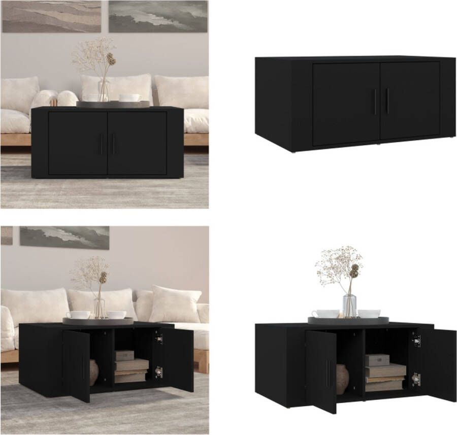 VidaXL Salontafel 80x50x36 cm bewerkt hout zwart Salontafel Salontafels Tafel Bijzettafel