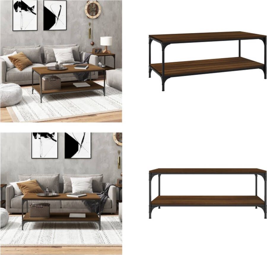 VidaXL Salontafel 80x50x40 cm bewerkt hout bruineikenkleurig Salontafel Salontafels Tafel Bijzettafel