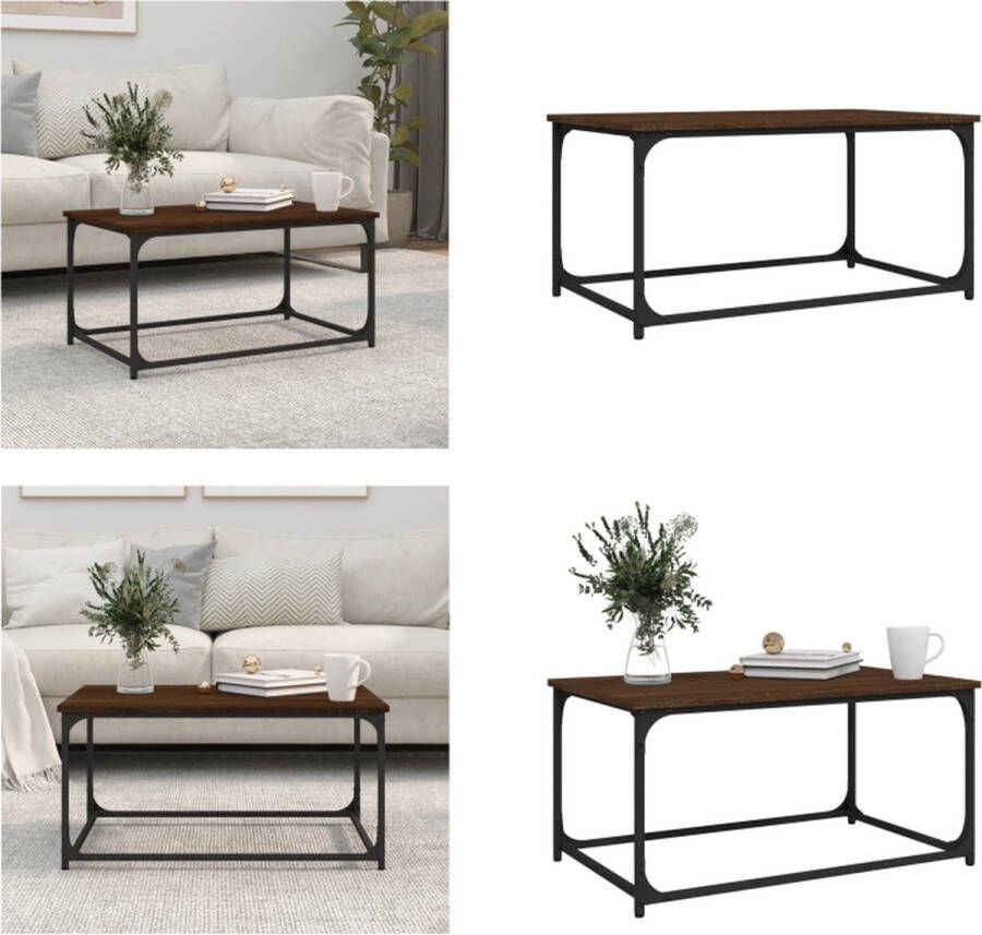 VidaXL Salontafel 80x50x40 cm bewerkt hout en ijzer bruineikenkleurig Salontafel Salontafels Tafel Bijzettafel
