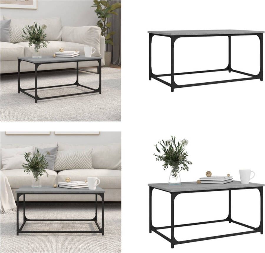 VidaXL Salontafel 80x50x40 cm bewerkt hout en ijzer grijs sonoma eiken Salontafel Salontafels Tafel Bijzettafel