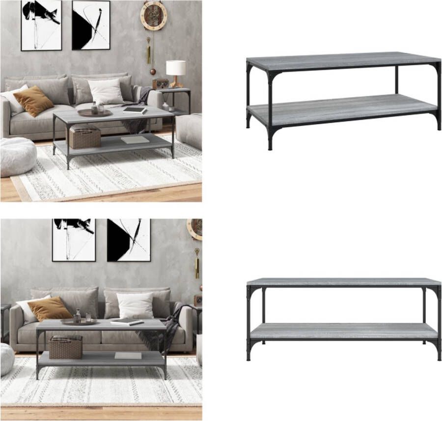 VidaXL Salontafel 80x50x40 cm bewerkt hout grijs sonoma eiken Salontafel Salontafels Tafel Bijzettafel - Foto 2