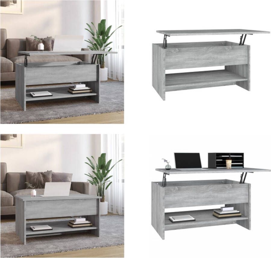 VidaXL Salontafel 80x50x40 cm bewerkt hout grijs sonoma eiken Salontafel Salontafels Tafel Bijzettafel