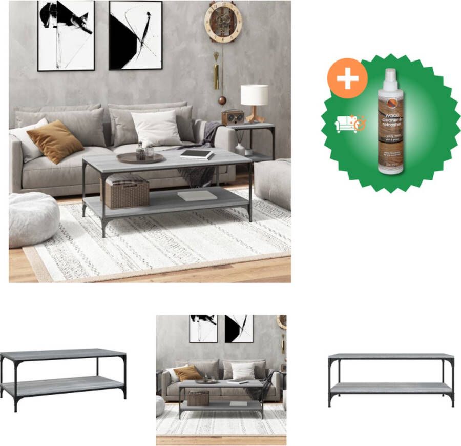 VidaXL Salontafel Grijs Sonoma Eiken 80 x 50 x 40 cm Praktisch bewerkt hout Veel opbergruimte Tafel Inclusief Houtreiniger en verfrisser