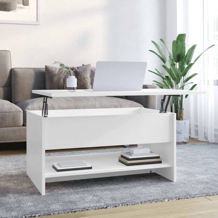VidaXL -Salontafel-80x50x40-cm-bewerkt-hout-hoogglans-wit - Foto 1