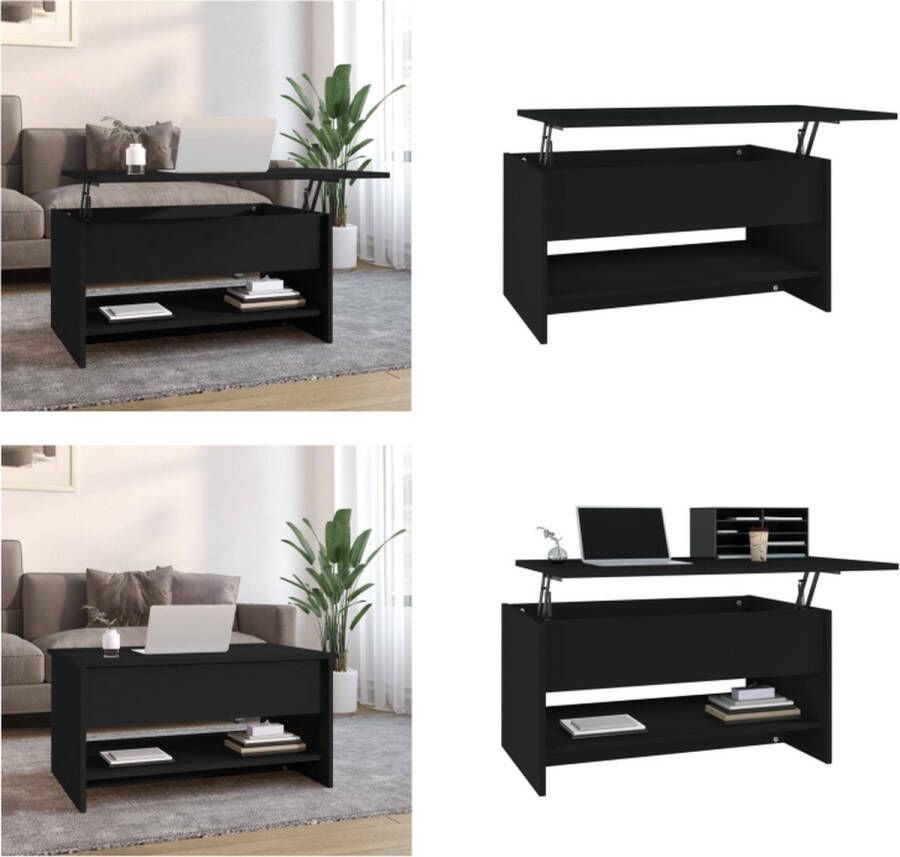 VidaXL Salontafel 80x50x40 cm bewerkt hout zwart Salontafel Salontafels Tafel Bijzettafel - Foto 3
