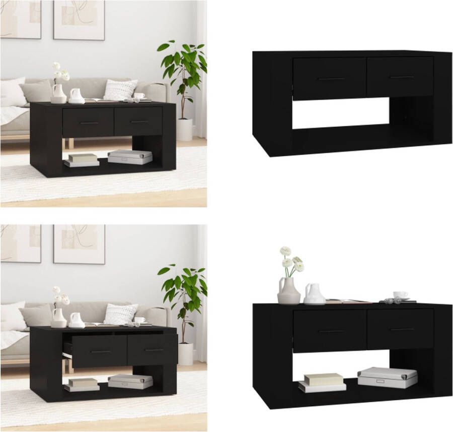 VidaXL Salontafel 80x50x40 cm bewerkt hout zwart Salontafel Salontafels Tafel Bijzettafel - Foto 2