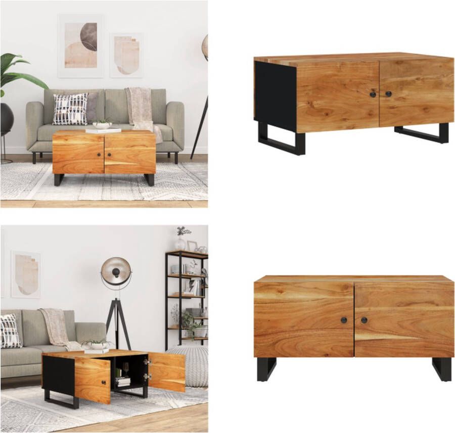 VidaXL Salontafel 80x50x40 cm massief acaciahout en bewerkt hout Salontafel Salontafels Tafel Bijzettafel - Foto 2