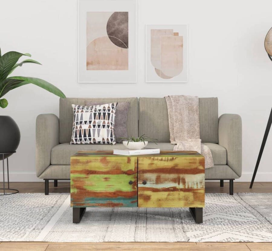 VidaXL -Salontafel-80x50x40-cm-massief-gerecycled-hout-en-bewerkt-hout - Foto 1