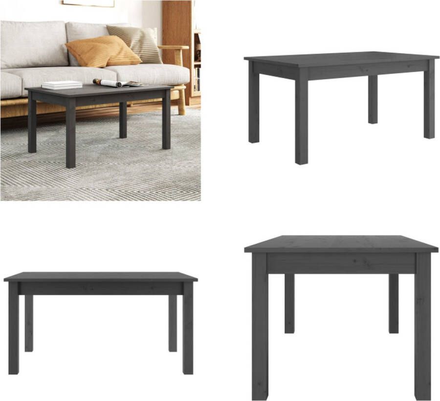 VidaXL Salontafel 80x50x40 cm massief grenenhout grijs Salontafel Salontafels Tafel Bijzettafel