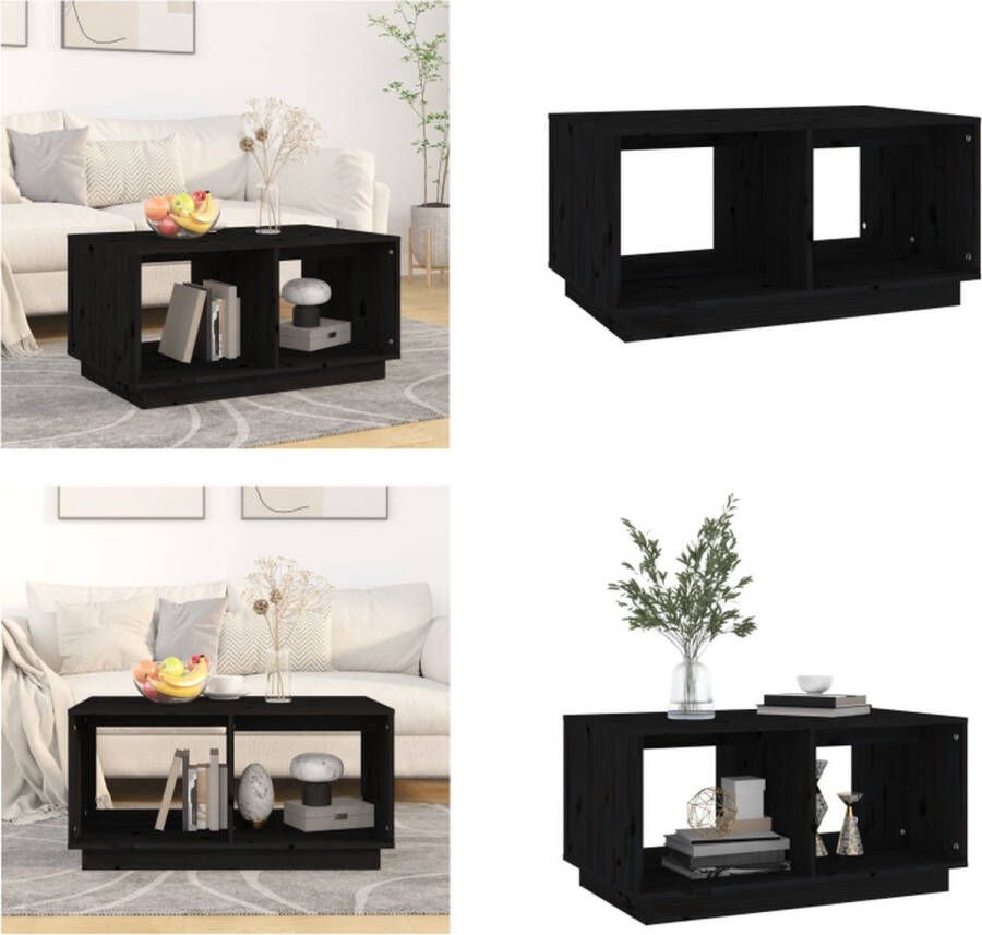 VidaXL Salontafel 80x50x40 cm massief grenenhout zwart Salontafel Salontafels Tafel Bijzettafel