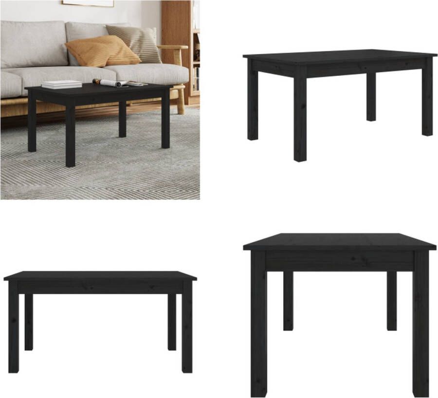 VidaXL Salontafel 80x50x40 cm massief grenenhout zwart Salontafel Salontafels Tafel Bijzettafel