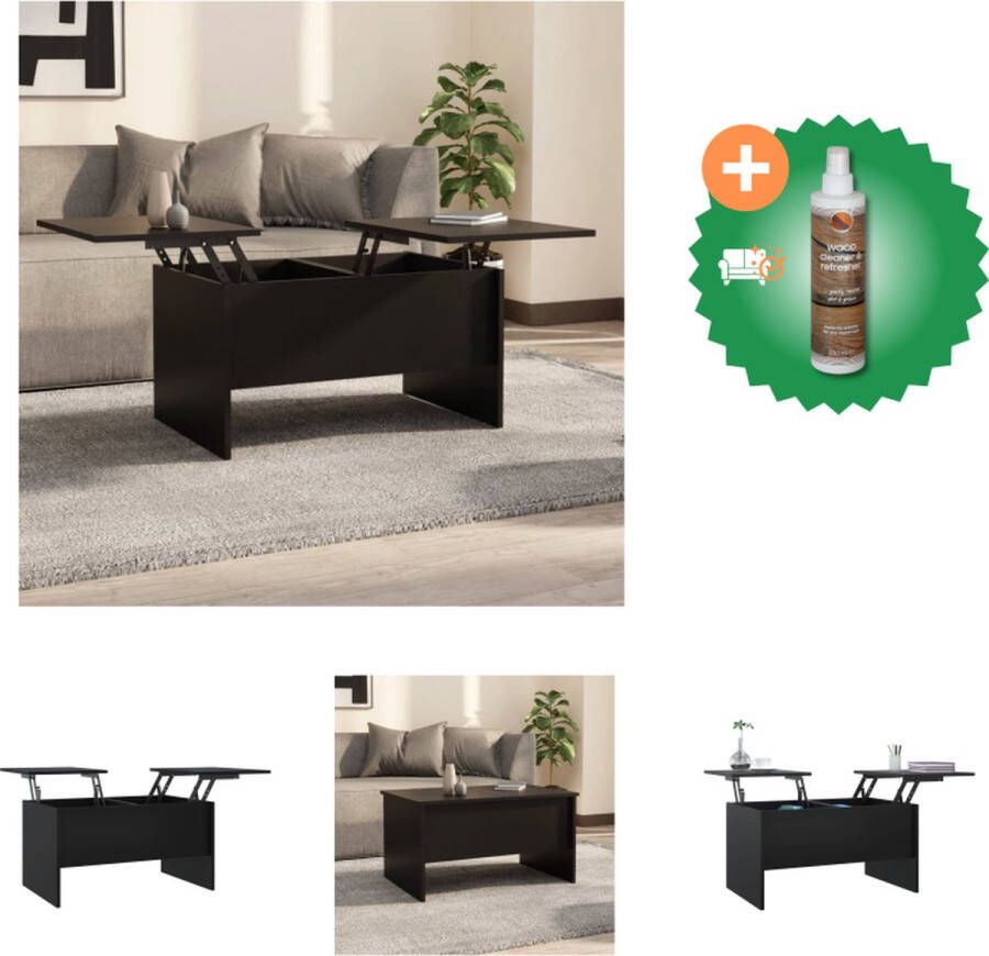 VidaXL Salontafel 80x50x42-5 cm bewerkt hout zwart Tafel Inclusief Houtreiniger en verfrisser
