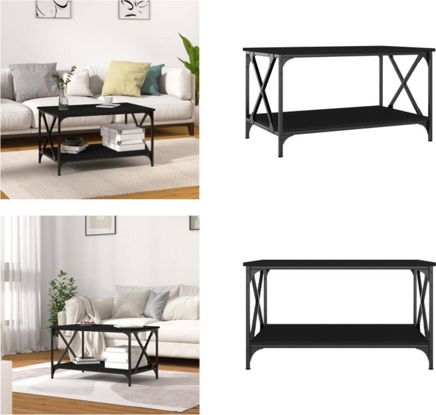 VidaXL Salontafel 80x50x45 cm bewerkt hout en ijzer zwart Salontafel Salontafels Tafel Bijzettafel