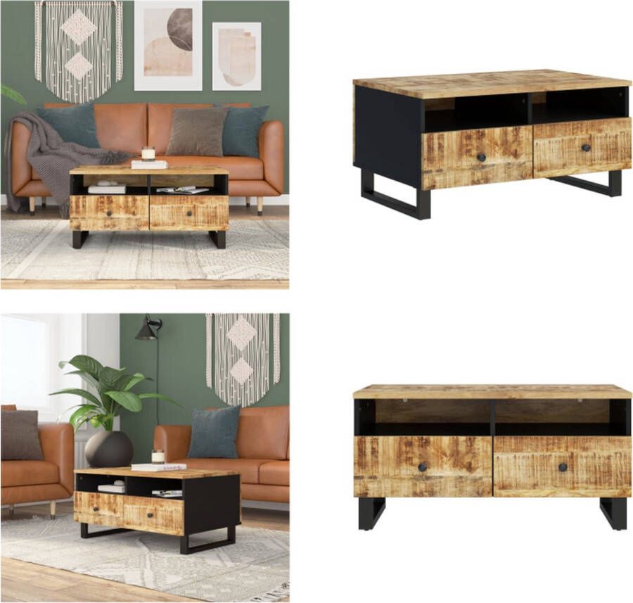 VidaXL Salontafel 80x54x40 cm massief mangohout en bewerkt hout Salontafel Salontafels Tafel Bijzettafel