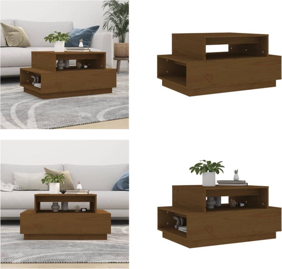 VidaXL Salontafel 80x55x40 5 cm massief grenenhout honingbruin Salontafel Salontafels Tafel Bijzettafel