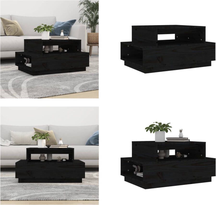 VidaXL Salontafel 80x55x40-5 cm massief grenenhout zwart Salontafel Salontafels Tafel Bijzettafel