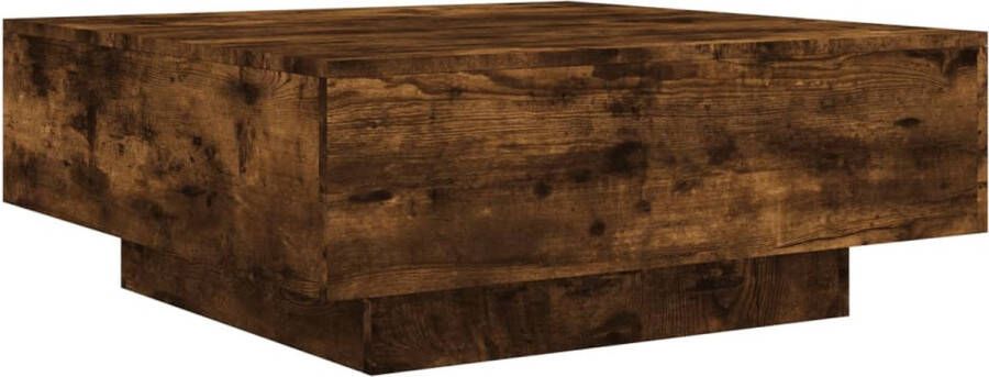 VidaXL Salontafel Gerookt Eiken 80x80x31 cm Salontafel Bijzettafel Houten Salontafel Modern Tafellamp Industriële Salontafel Bruine Salontafel