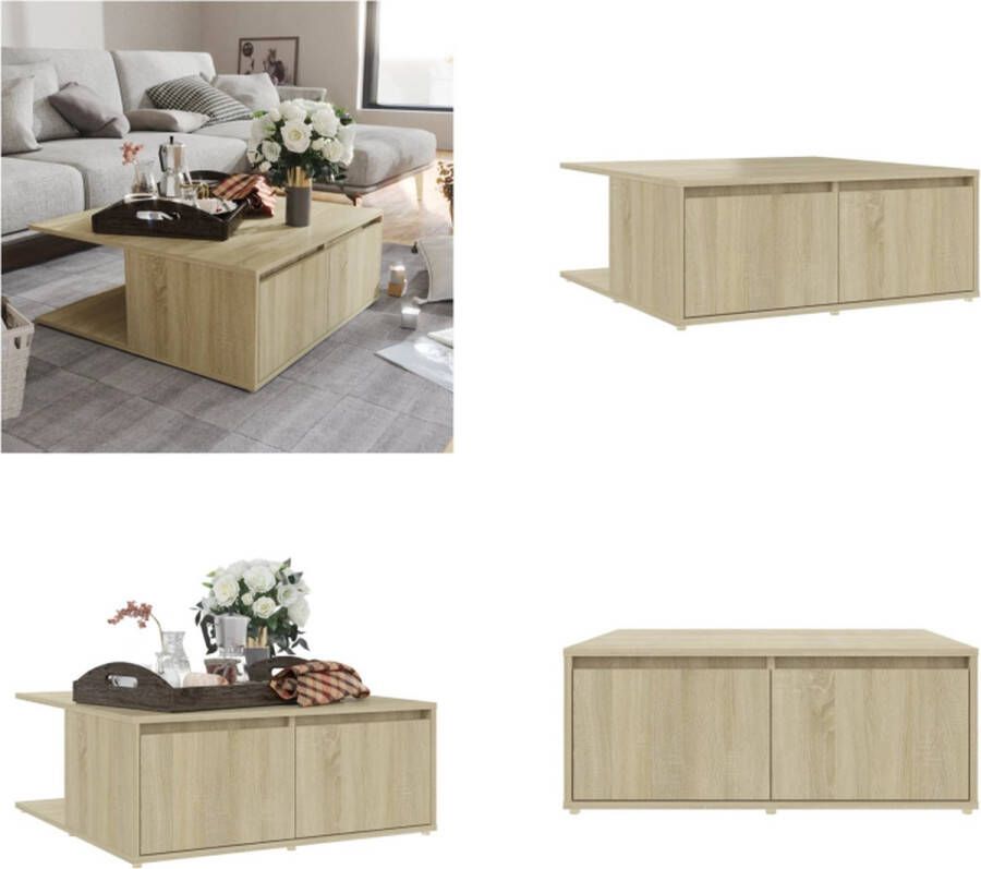 VidaXL Salontafel 80x80x31 cm bewerkt hout sonoma eikenkleurig Salontafel Salontafels Koffietafel Koffietafels