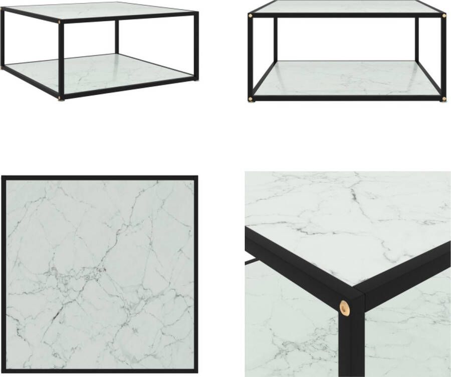 VidaXL Salontafel 80x80x35 cm gehard glas wit Banktafel Banktafels Bijzettafel Bijzettafels - Foto 2