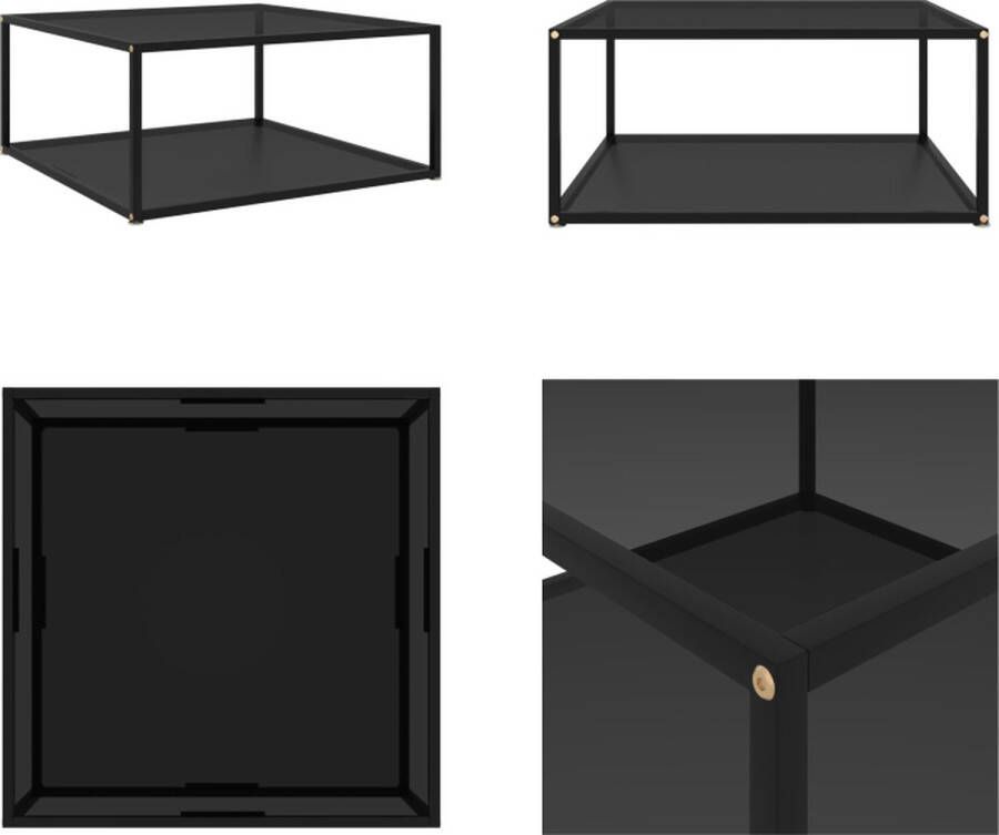 VidaXL Salontafel 80x80x35 cm gehard glas zwart Banktafel Banktafels Bijzettafel Bijzettafels