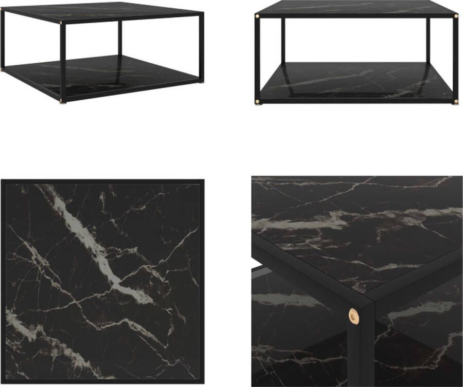 VidaXL Salontafel 80x80x35 cm gehard glas zwart Banktafel Banktafels Bijzettafel Bijzettafels