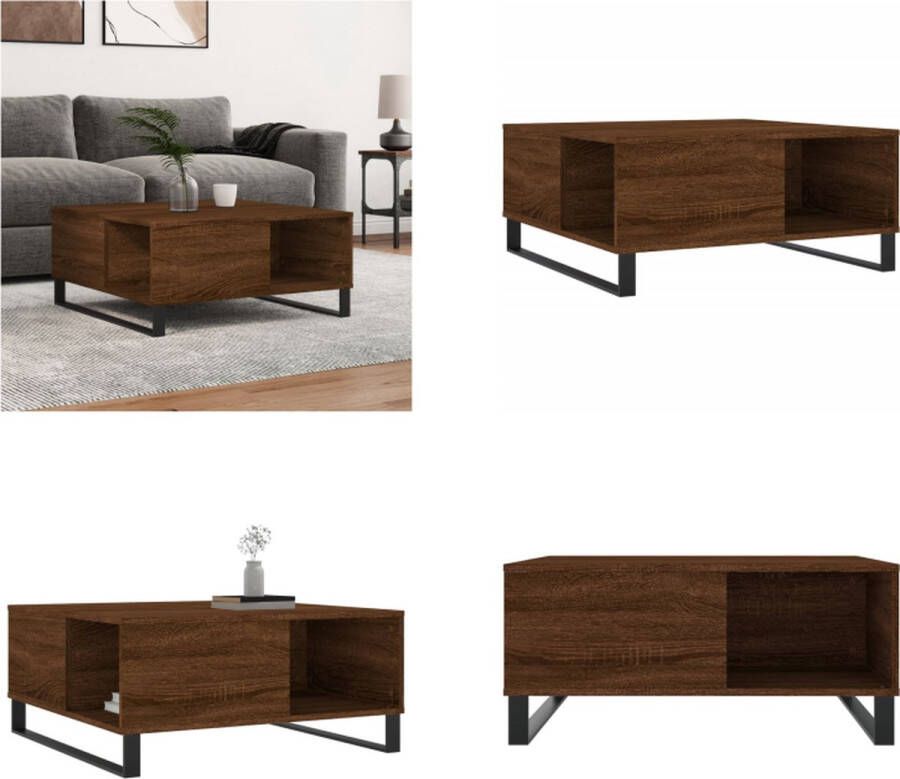 VidaXL -Salontafel-80x80x36-5-cm-bewerkt-hout-bruin-eikenkleur Salontafel Salontafels Bijzettafel Banktafel