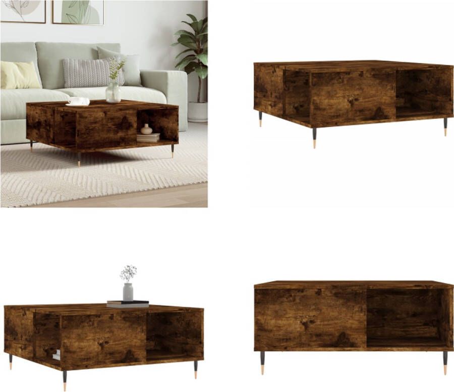 VidaXL Houten Salontafel 80x80x36 5 cm bewerkt hout gerookt eikenkleurig Bijzettafel Design Salontafel Bruine Salontafel - Foto 2