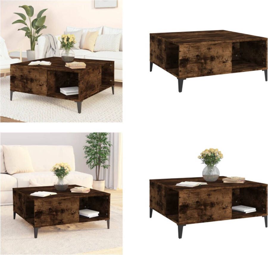 VidaXL -Salontafel-80x80x36 5-cm-bewerkt-hout-gerookt-eikenkleurig - Foto 3