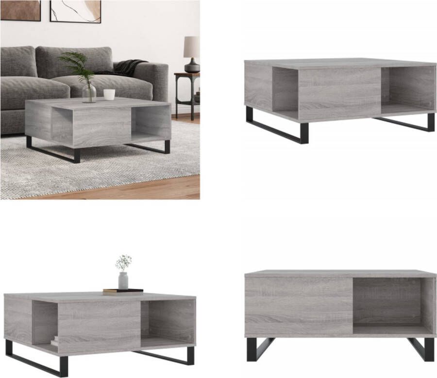 VidaXL -Salontafel-80x80x36-5-cm-bewerkt-hout-grijs-sonoma-eikenkleurig Salontafel Salontafels Bijzettafel Banktafel - Foto 3
