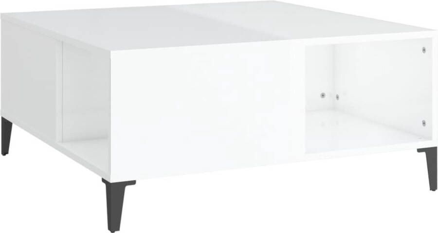 VidaXL -Salontafel-80x80x36 5-cm-bewerkt-hout-hoogglans-wit - Foto 4