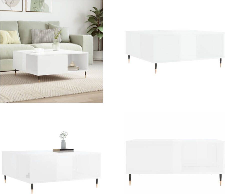 VidaXL -Salontafel-80x80x36-5-cm-bewerkt-hout-hoogglans-wit Salontafel Salontafels Bijzettafel Banktafel - Foto 2