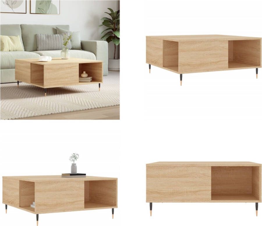 VidaXL -Salontafel-80x80x36-5-cm-bewerkt-hout-sonoma-eikenkleurig Salontafel Salontafels Bijzettafel Banktafel - Foto 3