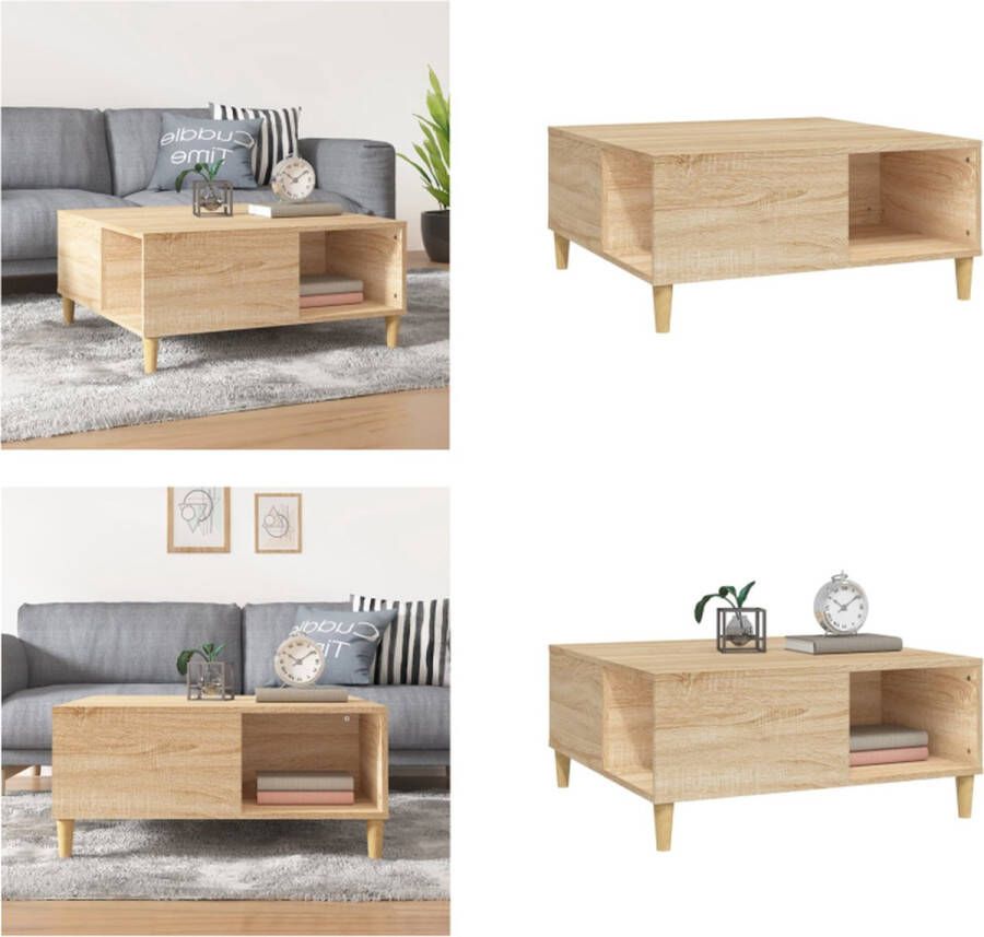 VidaXL -Salontafel-80x80x36-5-cm-bewerkt-hout-sonoma-eikenkleurig Salontafel Salontafels Tafel Bijzettafel - Foto 2