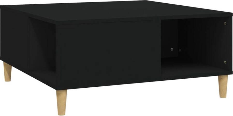 The Living Store Salontafel Zwart Hout 80x80x36.5 cm Opbergruimte Eenvoudige Montage Salontafel Zwarte Salontafel Houten Salontafel Bijzettafel Kleine Salontafel - Foto 2