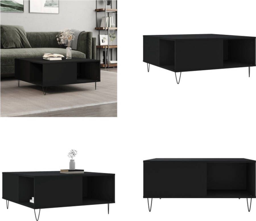 VidaXL Salontafel 80x80x36 5 cm bewerkt hout zwart - Foto 2