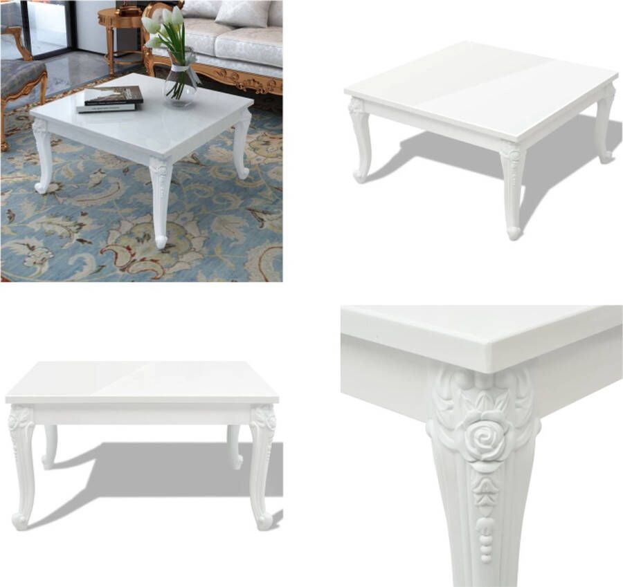 VidaXL Salontafel 80x80x42 cm hoogglans wit Hoogglans Salontafel Hoogglans Salontafels Hoogglans Tafel Hoogglans Tafels
