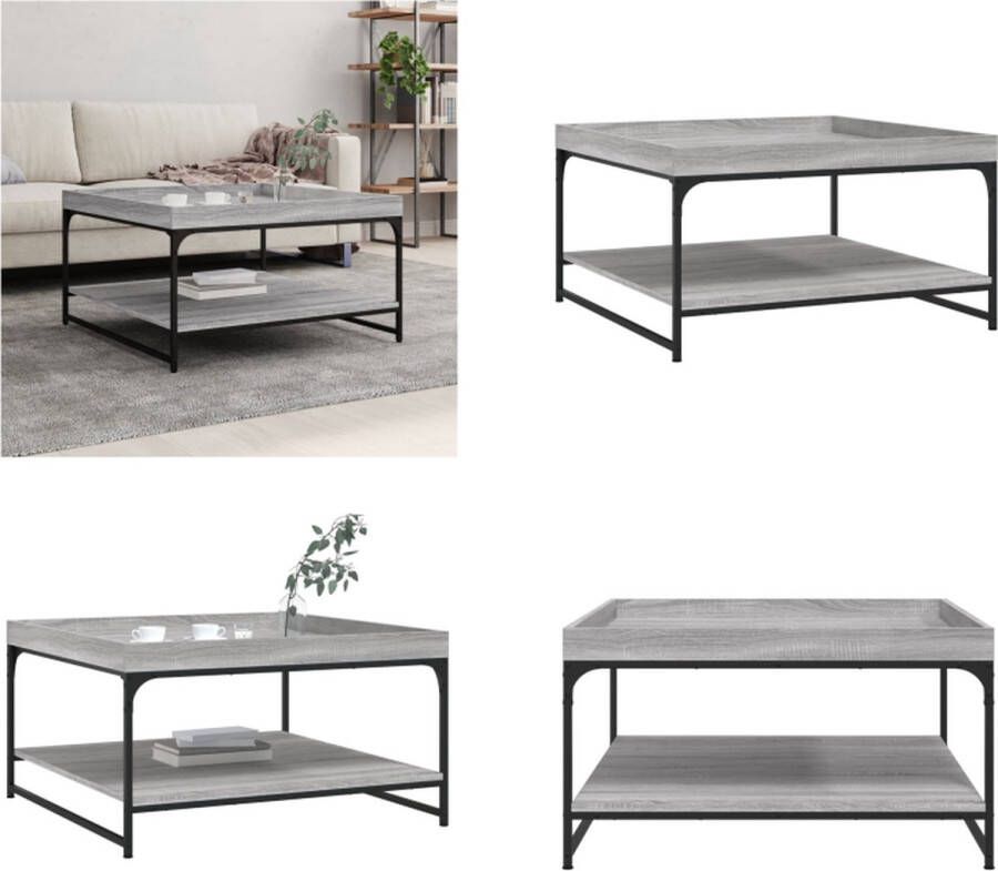 VidaXL -Salontafel-80x80x45-cm-bewerkt-hout-en-ijzer-grijs-sonoma-eiken Salontafel Salontafels Bijzettafel Tafeltje