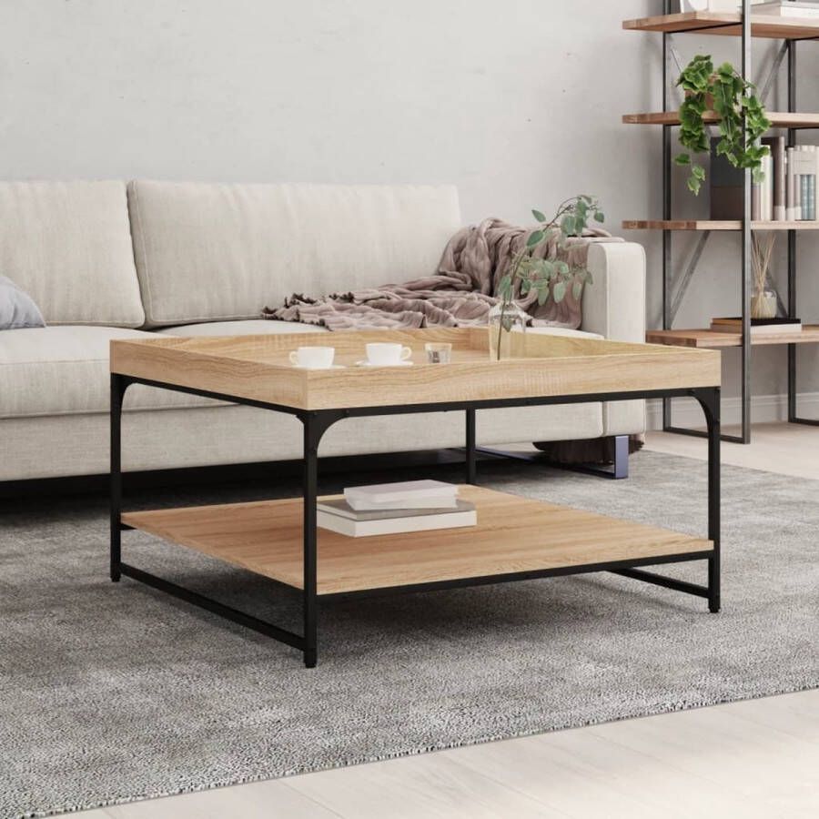 VidaXL -Salontafel-80x80x45-cm-bewerkt-hout-en-ijzer-sonoma-eikenkleur - Foto 3