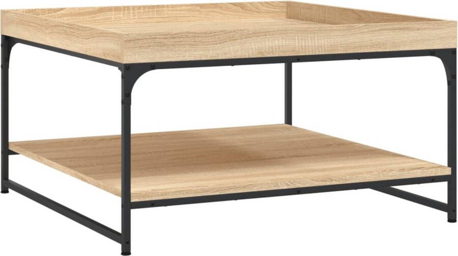 VidaXL -Salontafel-80x80x45-cm-bewerkt-hout-en-ijzer-sonoma-eikenkleur - Foto 2