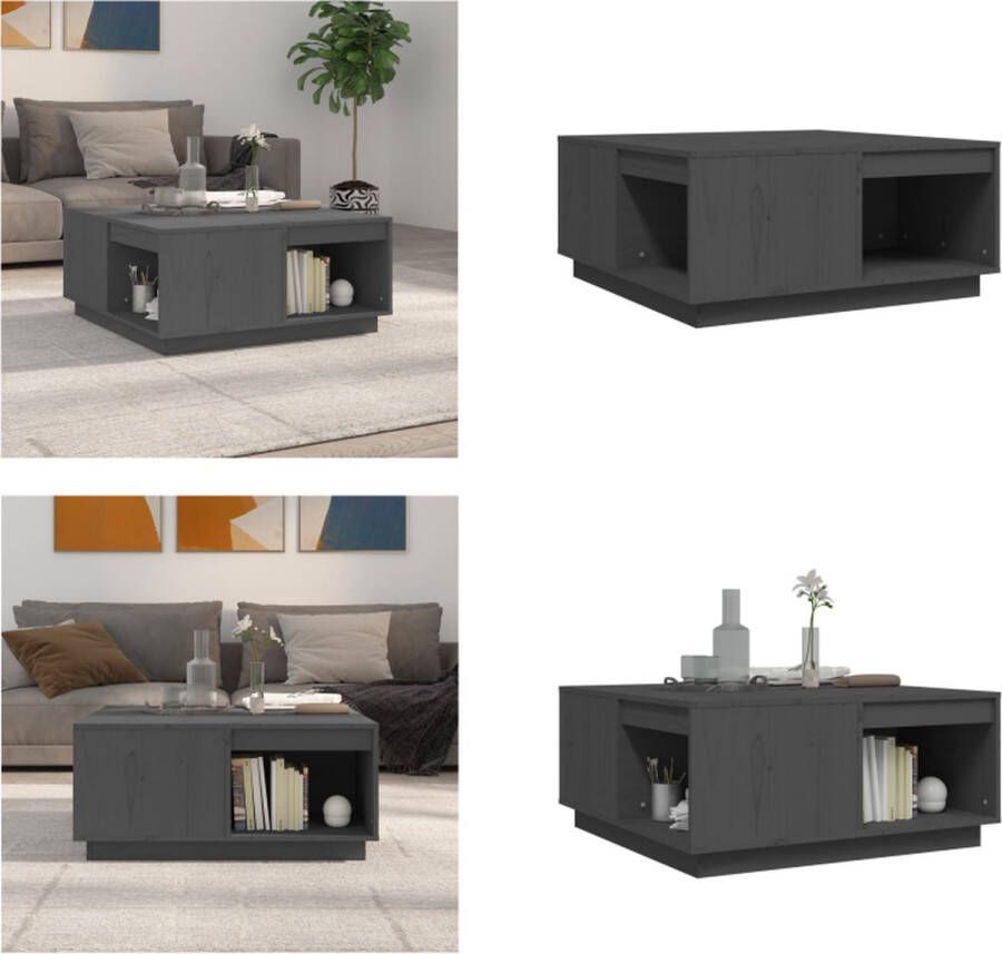 VidaXL -Salontafel-80x81x36 5-cm-massief-grenenhout-grijs - Foto 3
