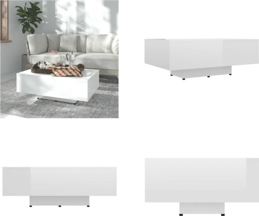 VidaXL Salontafel 85x55x31 cm spaanplaat hoogglans wit Salontafel Salon Tafel Salon Tafels