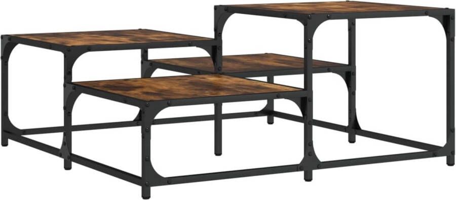 VidaXL Salontafel 87 5x87 5x40 cm Gerookt Eiken Salontafel Houten Salontafel Industriële Salontafel Vierkante Salontafel Bruine Salontafel Eiken Salontafel