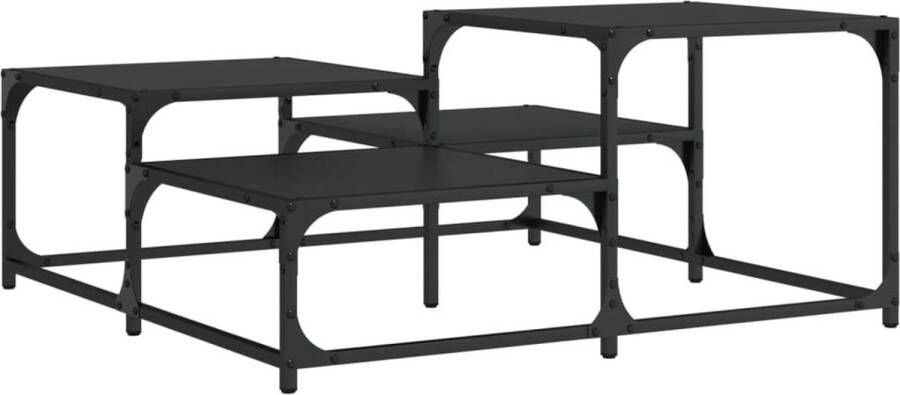 VidaXL Salontafel zwart 87 5x87 5x40 cm Industriële Salontafel Houten Salontafel Zwarte Salontafel Met Lade Vintage Salontafel Design Salontafel Multifunctionele Salontafel