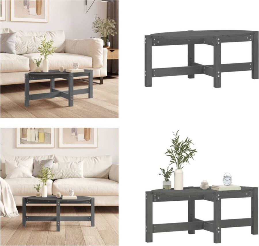 VidaXL Salontafel 87x48x35 cm massief grenenhout grijs Salontafel Salontafels Tafel Bijzettafel