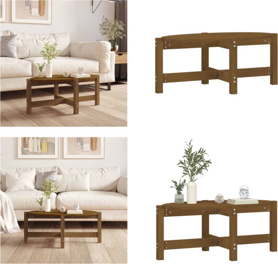 VidaXL Salontafel 87x48x35 cm massief grenenhout honingbruin Salontafel Salontafels Tafel Bijzettafel