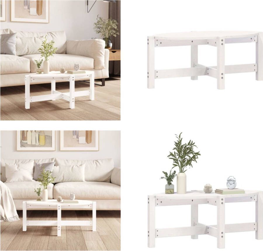 VidaXL Salontafel 87x48x35 cm massief grenenhout wit Salontafel Salontafels Tafel Bijzettafel
