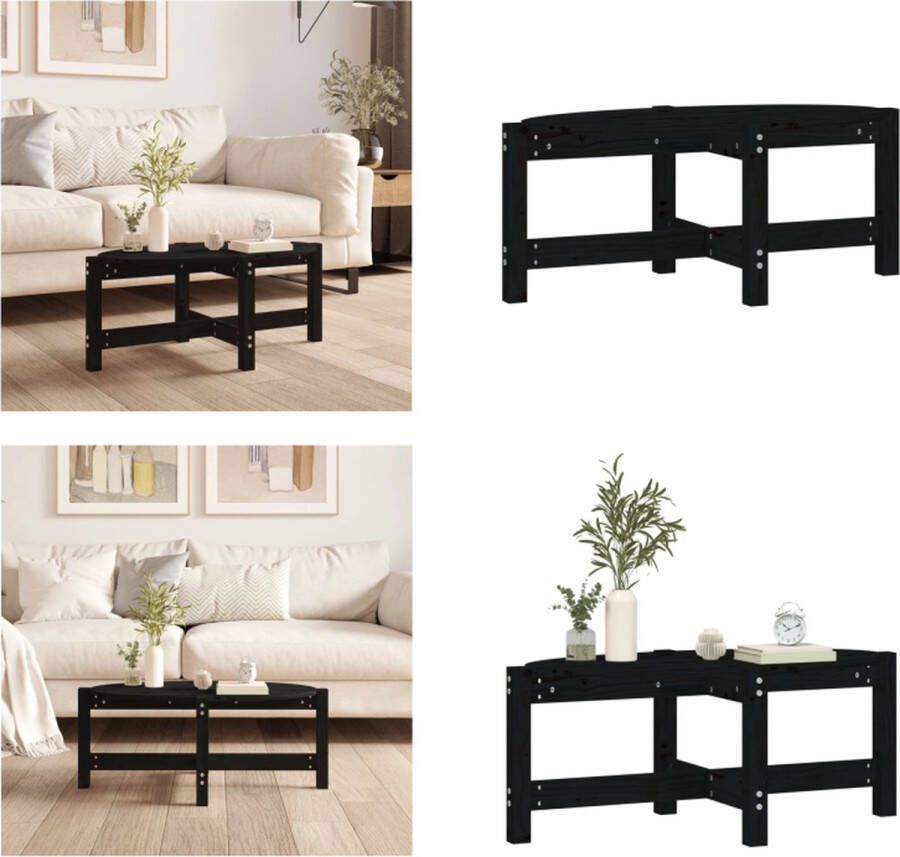 VidaXL Salontafel 87x48x35 cm massief grenenhout zwart Salontafel Salontafels Tafel Bijzettafel
