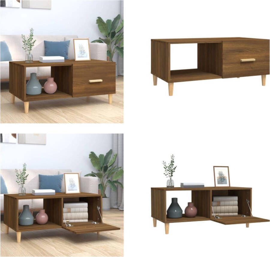 VidaXL -Salontafel-89 5x50x40-cm-bewerkt-hout-bruineikenkleurig - Foto 3